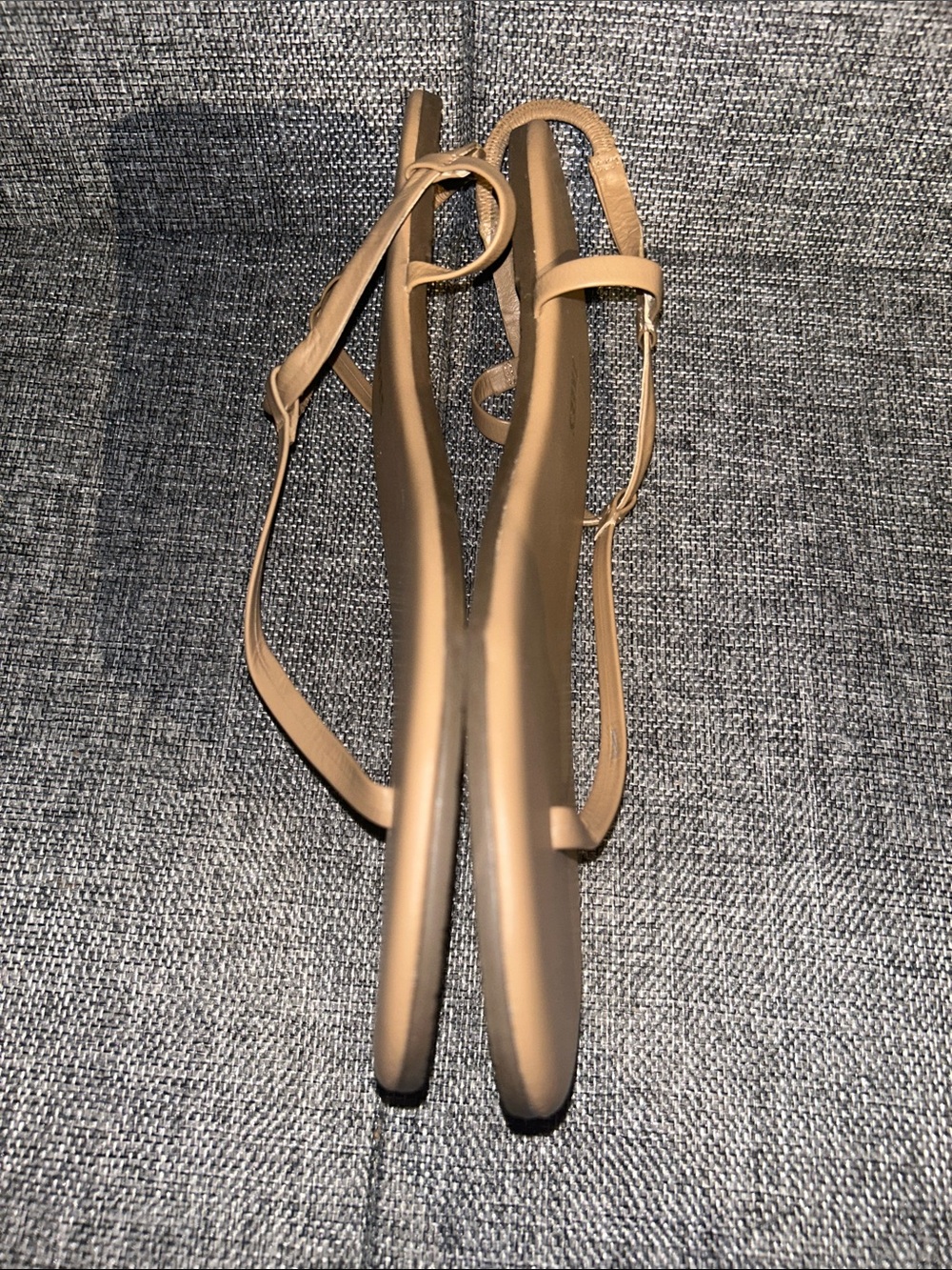 NEW - TKEES Smooth Nude T-Strap Leather Sandals - Picture 5 of 8